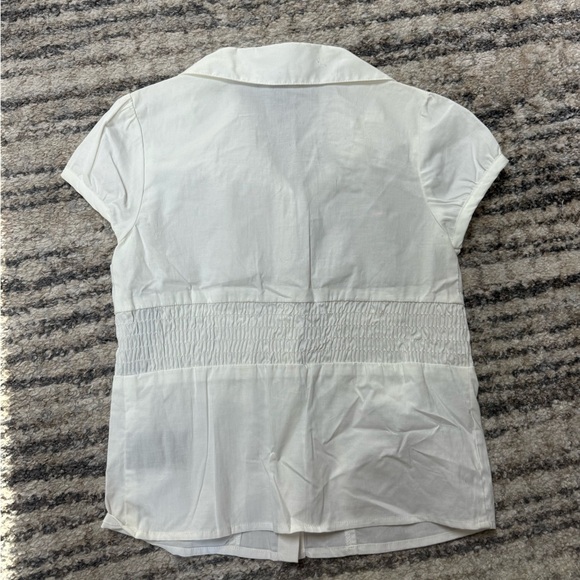 Girls white button down short sleeve shirt - Picture 2 of 4